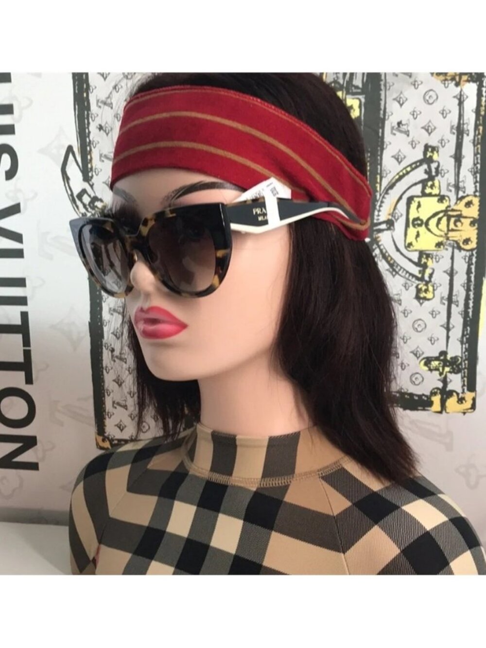 New Authentic Prada Cat Eye Sunglasses PR 14WS – Tortoise & Powder Frame - Picture 9 of 15